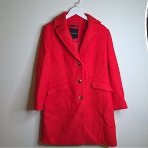 Talbots Bold Red Wool Trench Coat for Women Sz 10